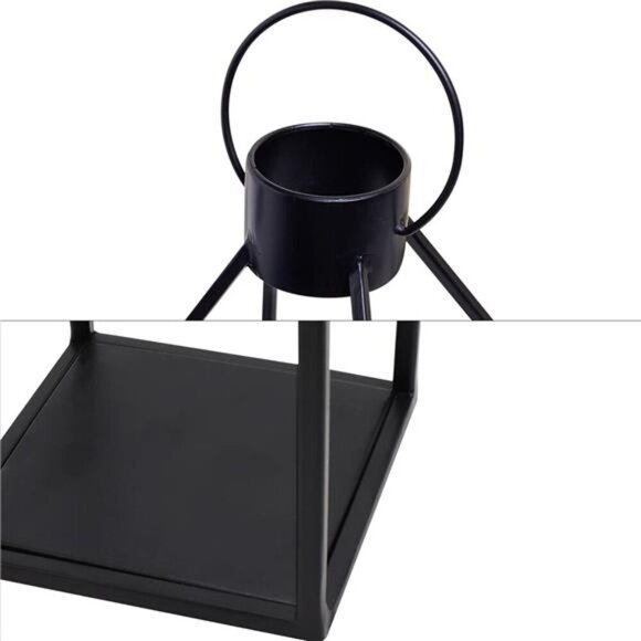 Modern Farmhouse Lantern Decor- Black Metal Candle Lanterns for Christmas - Picture 5 of 7